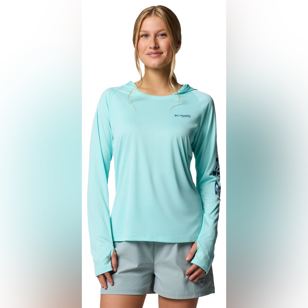 Columbia PFG Tidal Tee Hoodie Women’s XS UPF 50 Omni-Wick Long Sleeve